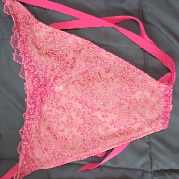 Beach Bunny NWT Pink Lace Tan X SM Top Lg Bottom W Cover-up - Picture 6 of 7